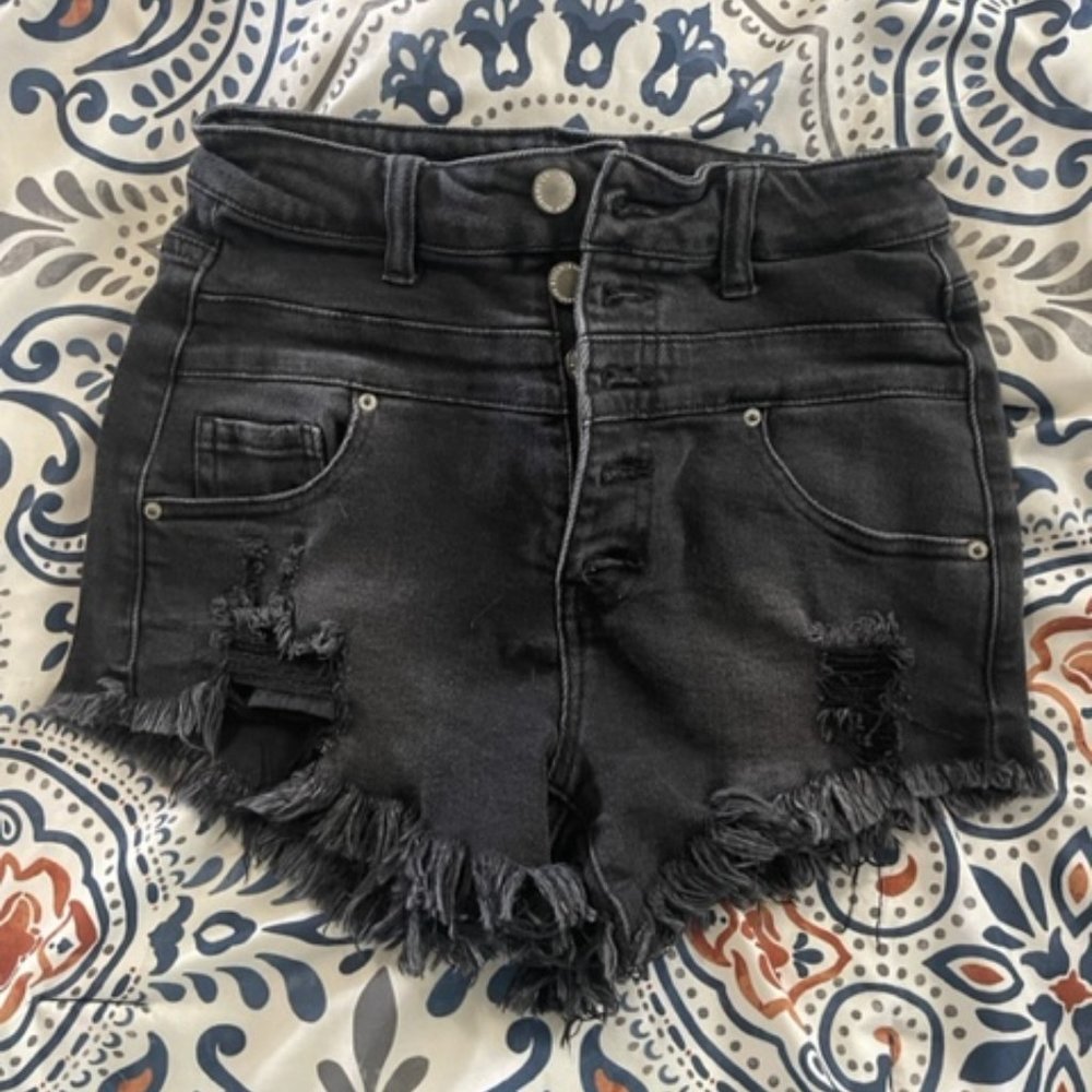 Black Denim Shorts